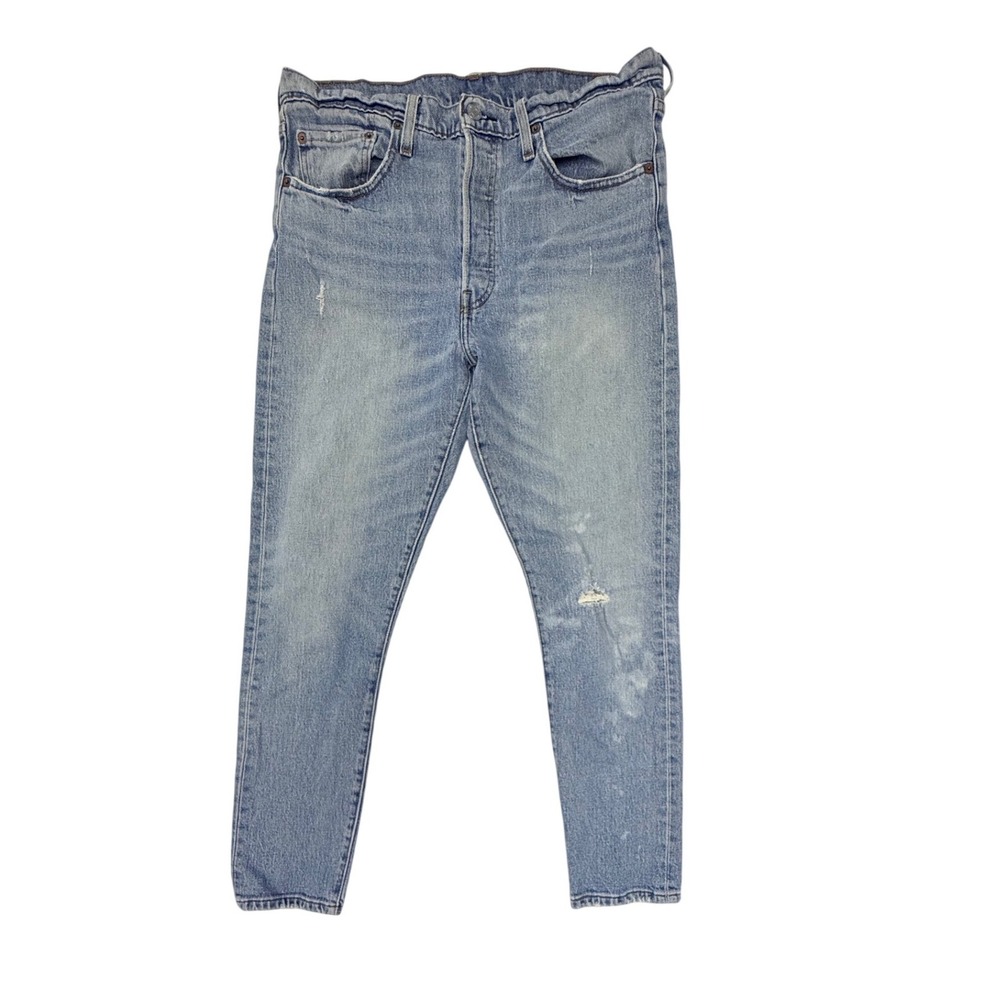 Levis 501 Skinny Jeans Light Wash Blue Distressed Button Fly 29502-0013 W30 L28